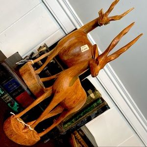 set of 2 vintage thomson’s gazelle sculptures